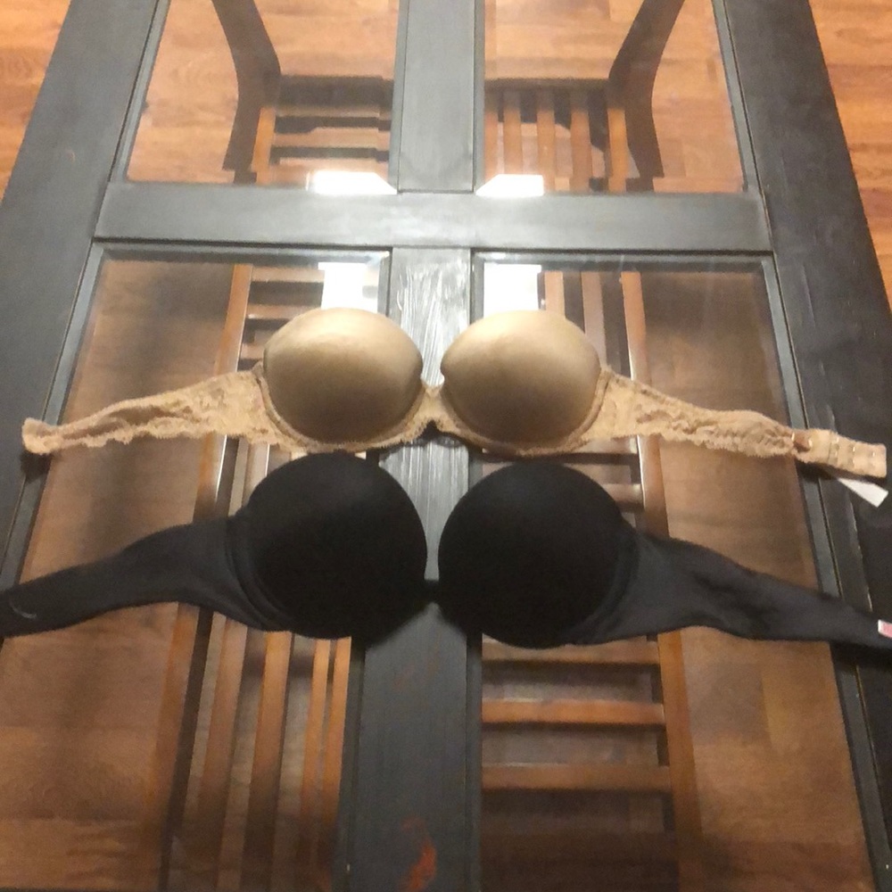 Black and Tan Strapless Bra